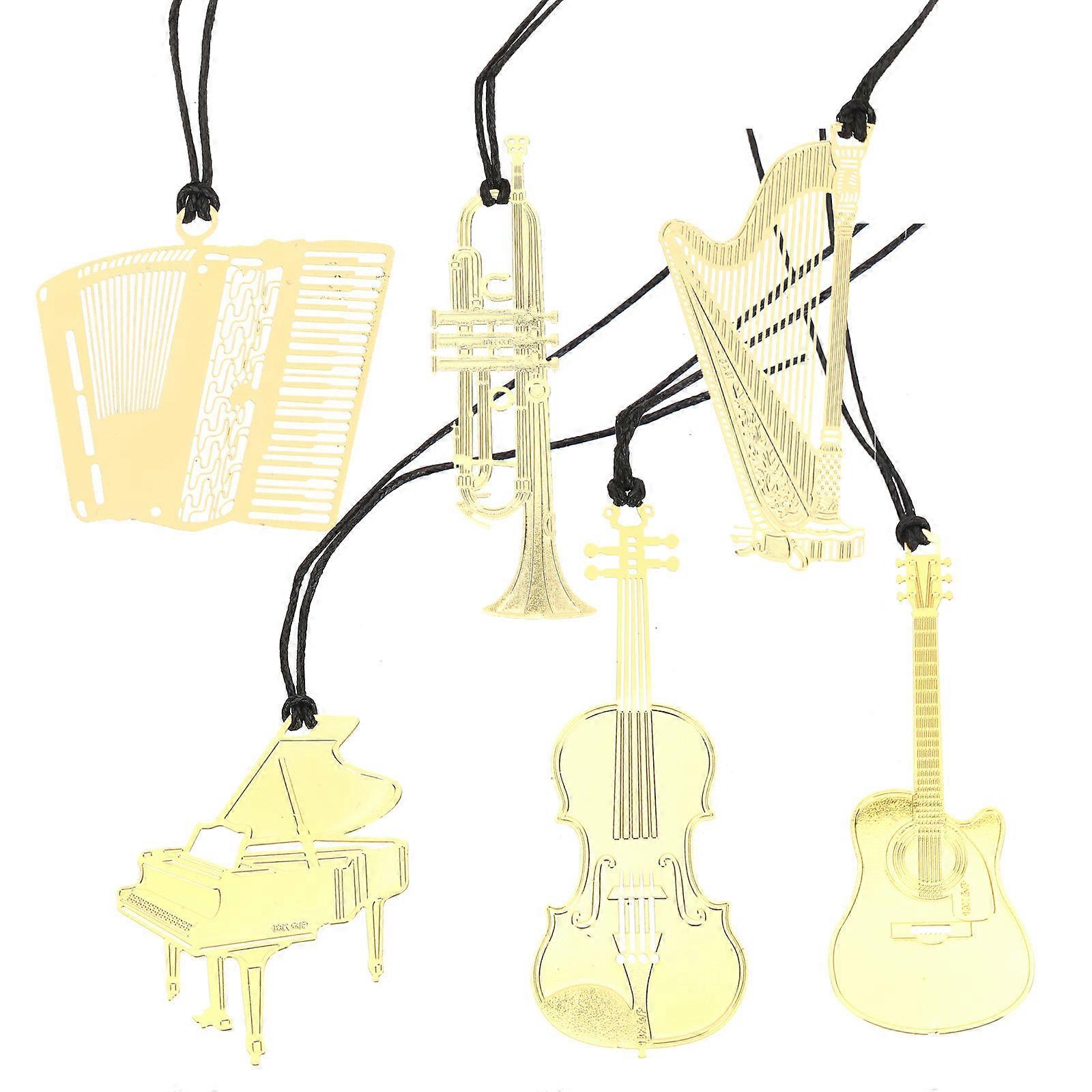 Metal Musical Instrument Bookmarks for Reading 24Pcs Golden Decorative Page Markers