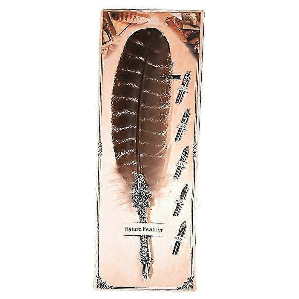 Classical Vintage Feather Fountain Pen Calligraphy Quill Dip Pen Home Decor Gift(04#)