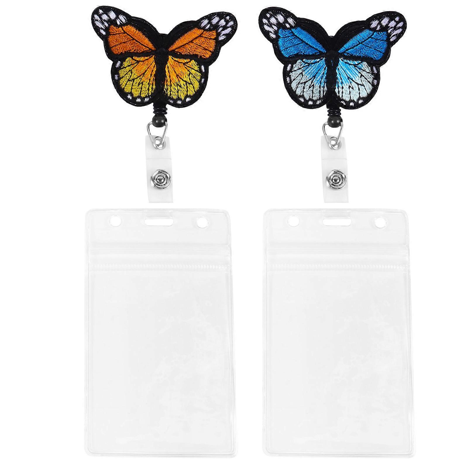 ID Badge Holder Retractable Buckles 2 Sets For Office Work Various Occasions Blue Color Practical Design