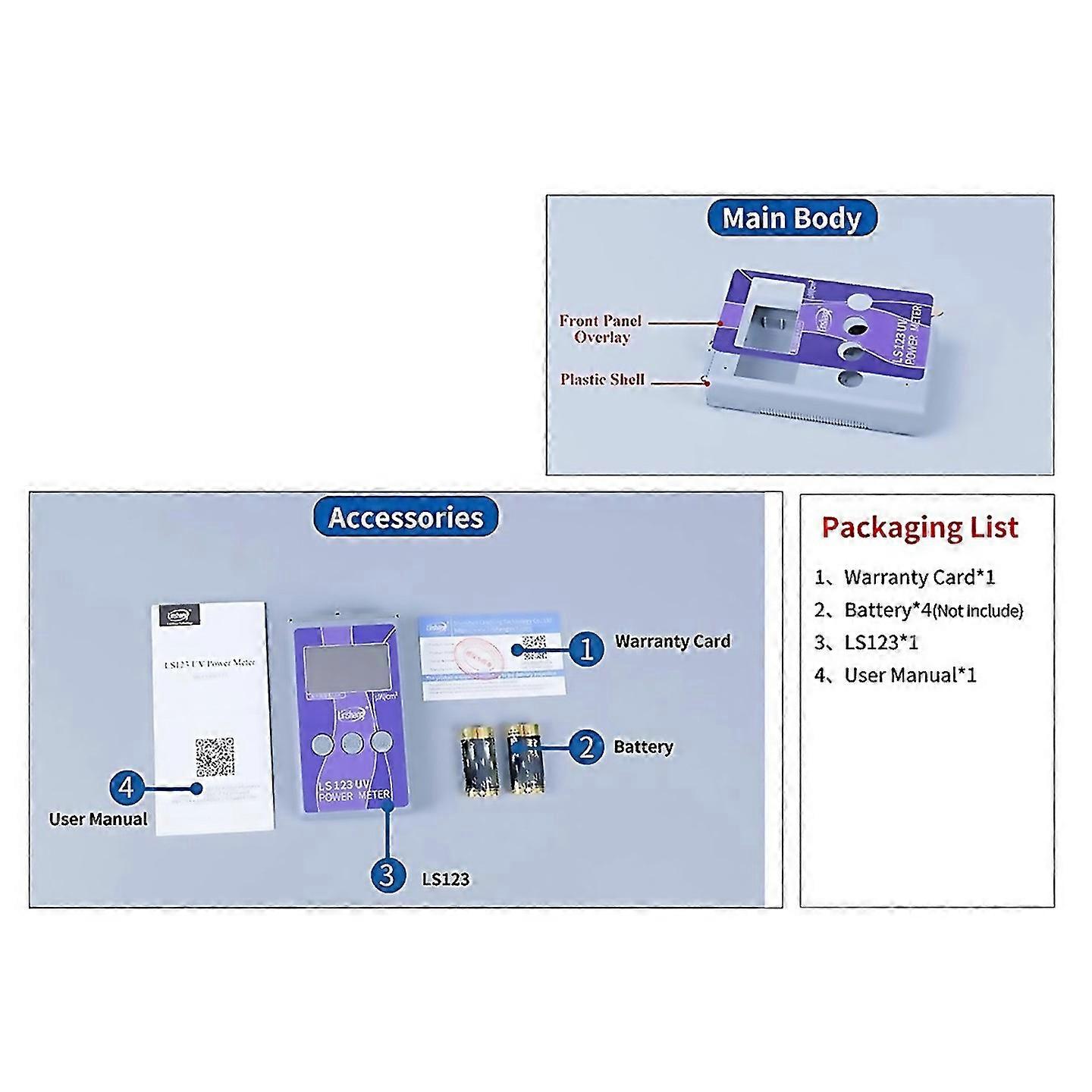 For Portable Uv Meter Ls123 Measure Ultraviolet Radiation Power Intensity
