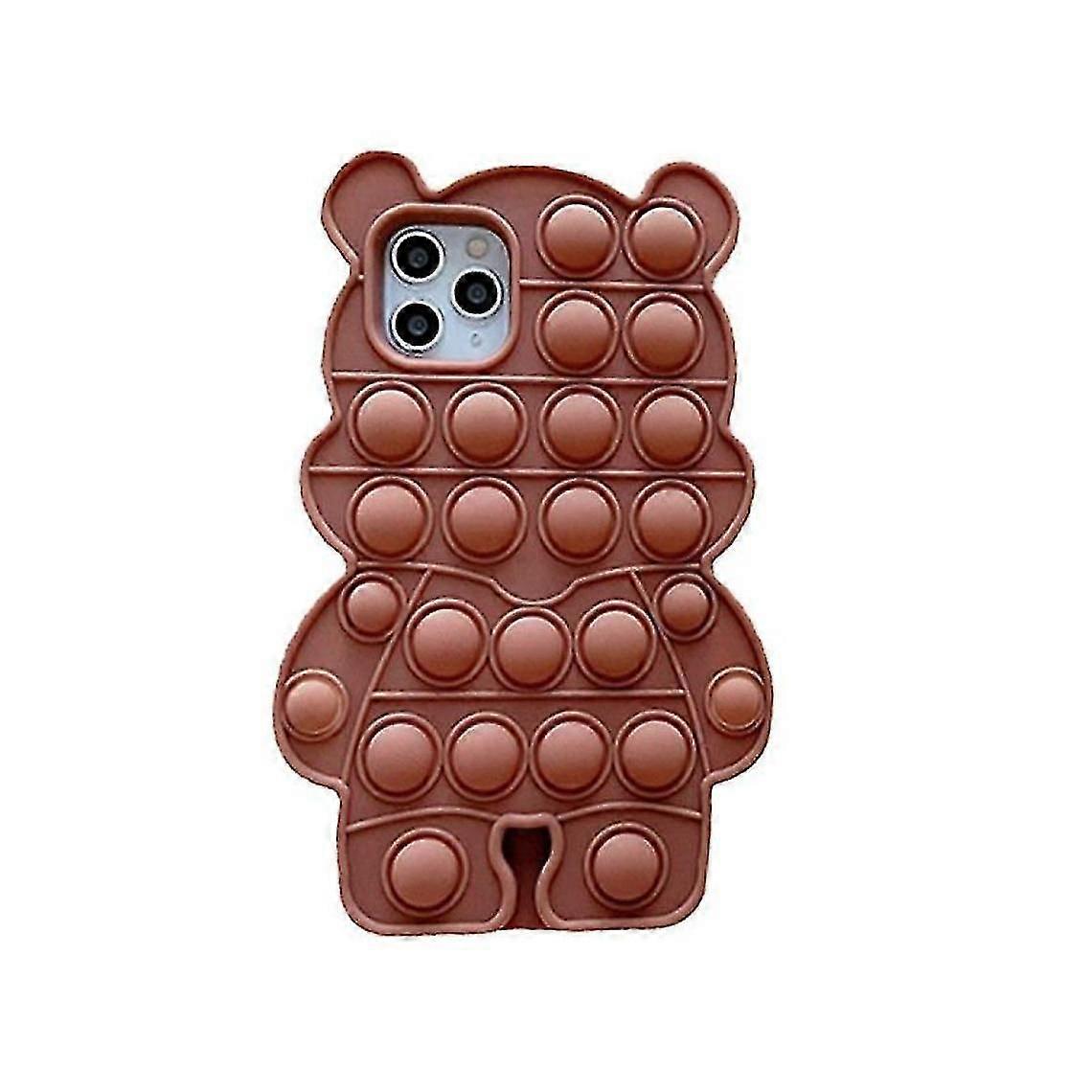 Push Pop Brown Bear Shape Silicone Case For Iphone X