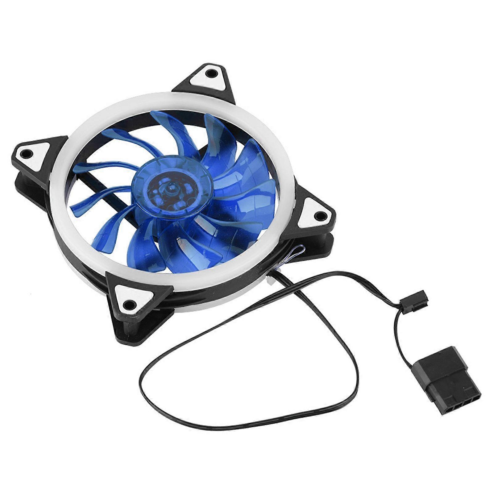 12cm 120mm Ultra Silent 3pin 4pin PC CPU Case Cooler Cooling Fan 2 LED Rings(Blue)