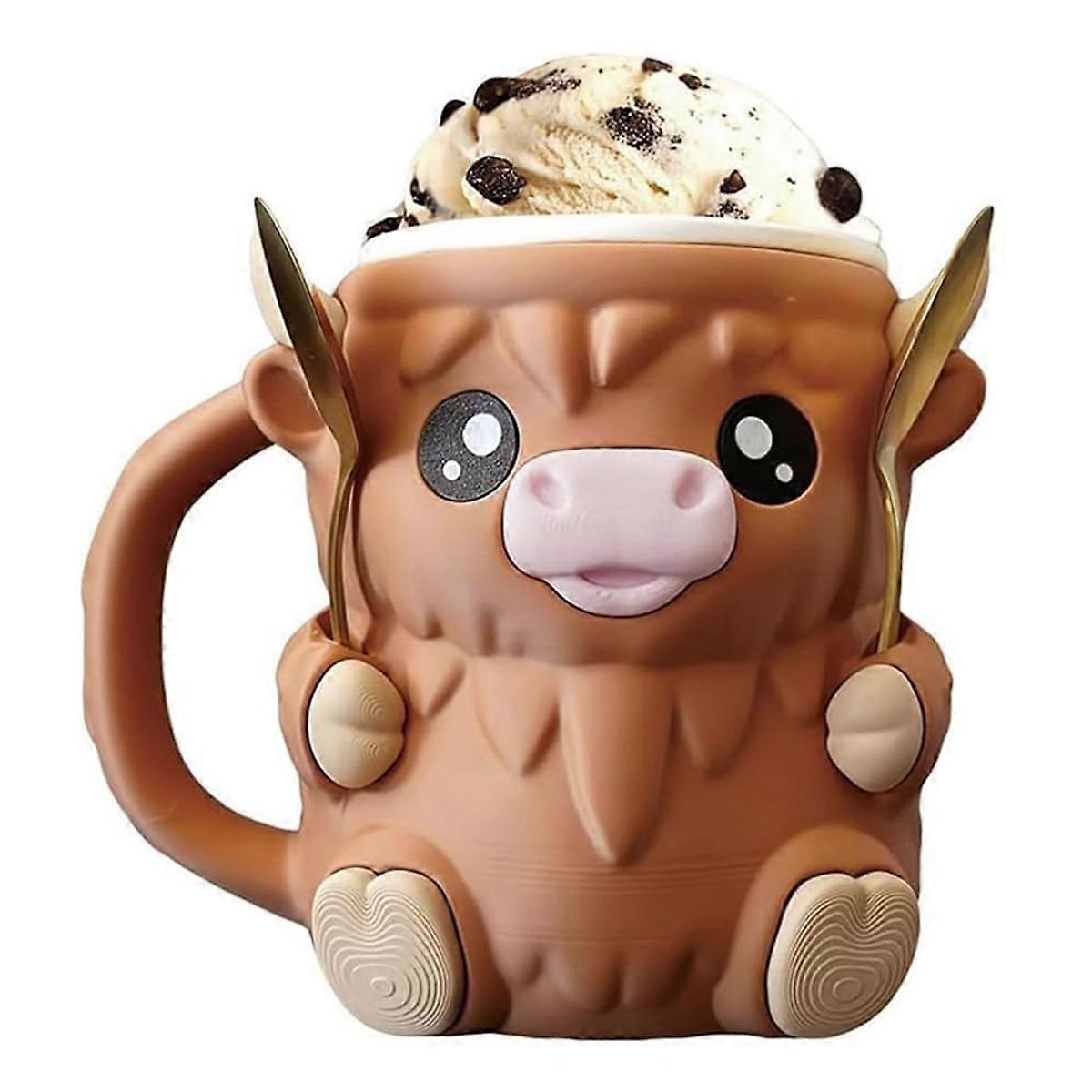 Ice Cream Pint Sleeves with Scoop and Handle,Cute Animal Ice Cream Cooler Container Leakproof Popsicle Cozy Beer Can Cup