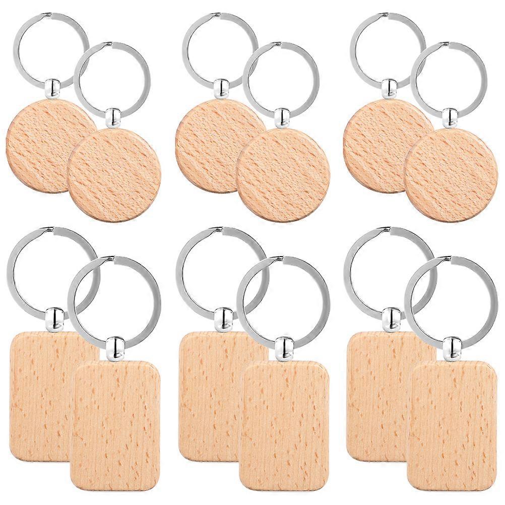 Wood Keychain Blanks for Lettering Crafts with 36Pcs DIY Key Chain