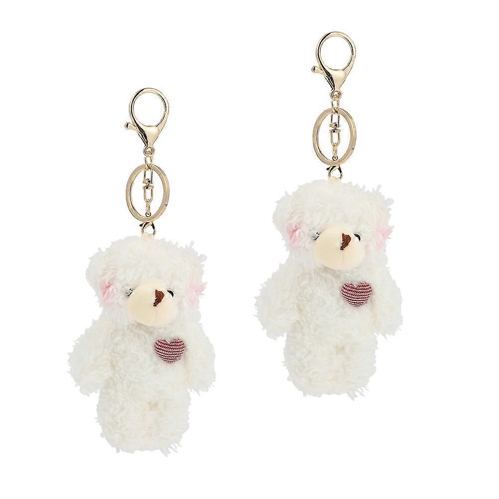 Bear Design Plush Key Chain Pendants for Handbag Decor 4Pcs