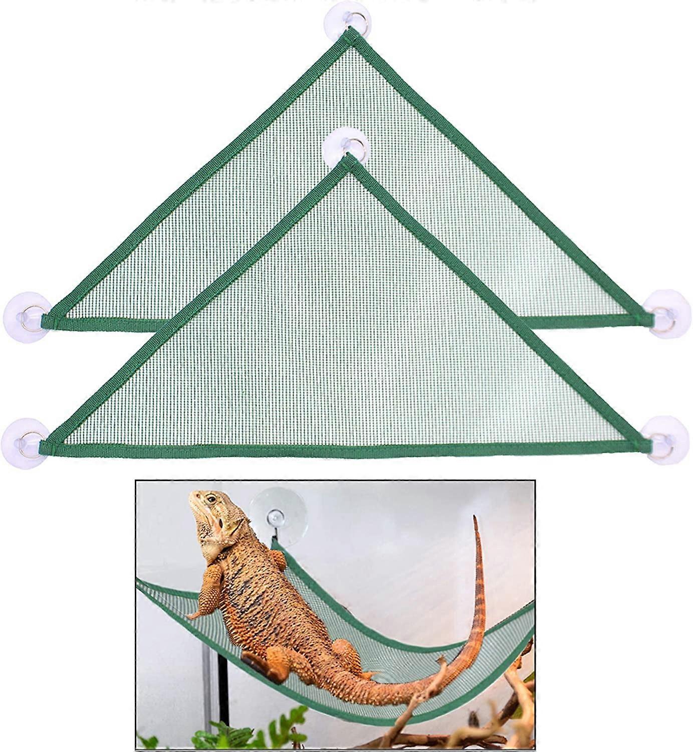 2 Pcs Reptile Hammock Lounger Ladder for Bearded Dragons, Geckos, Lizards (Green) - Compatible with standard enclosures