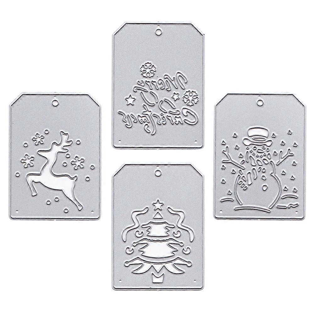 Carbon Steel Cutting Die 4Pcs Xmas Hanging Tag for DIY Craft Embossing