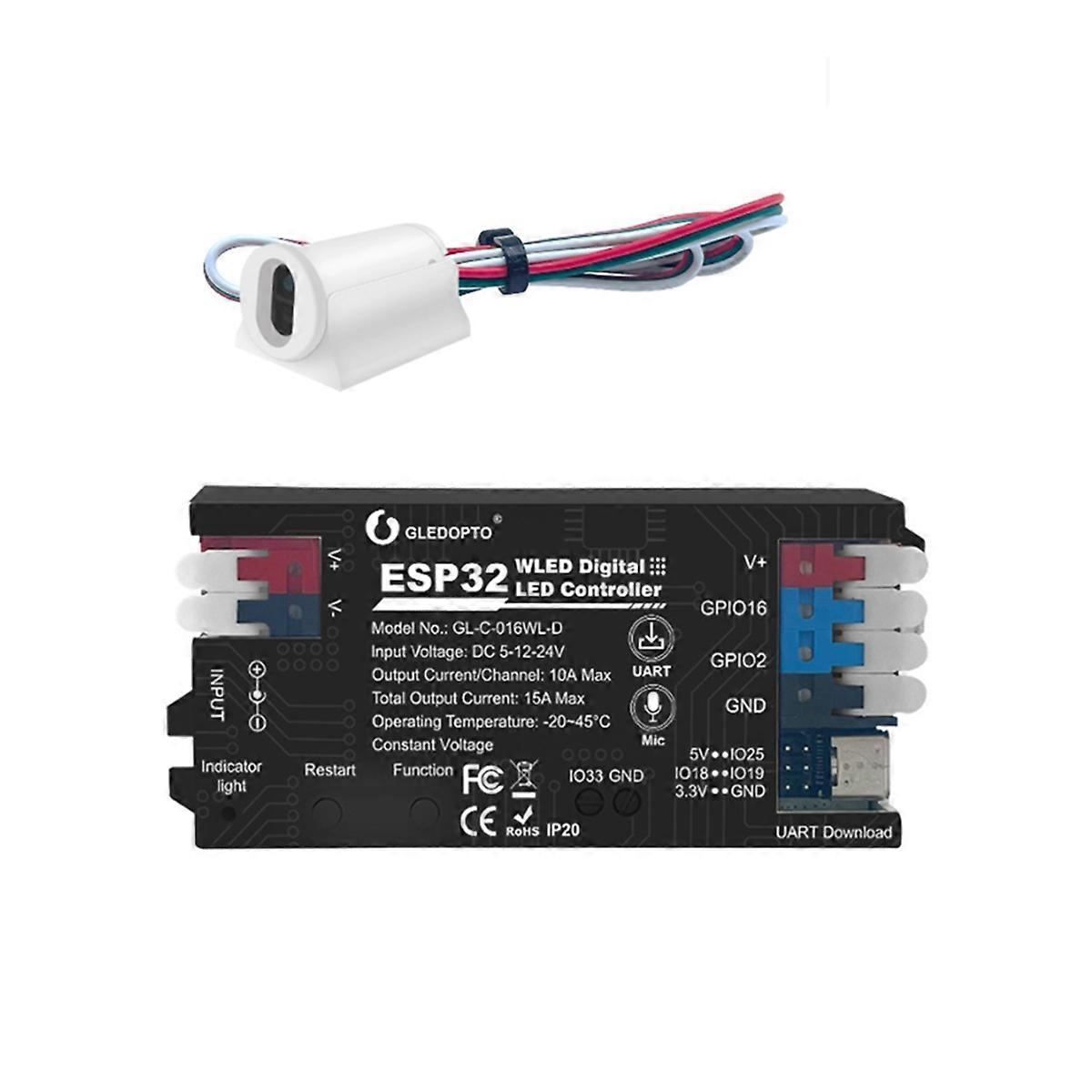 ESP32 WLED LED Controller Built in Microphone DIY Pin with IR Switch Sensor Switch Dynamic Lights