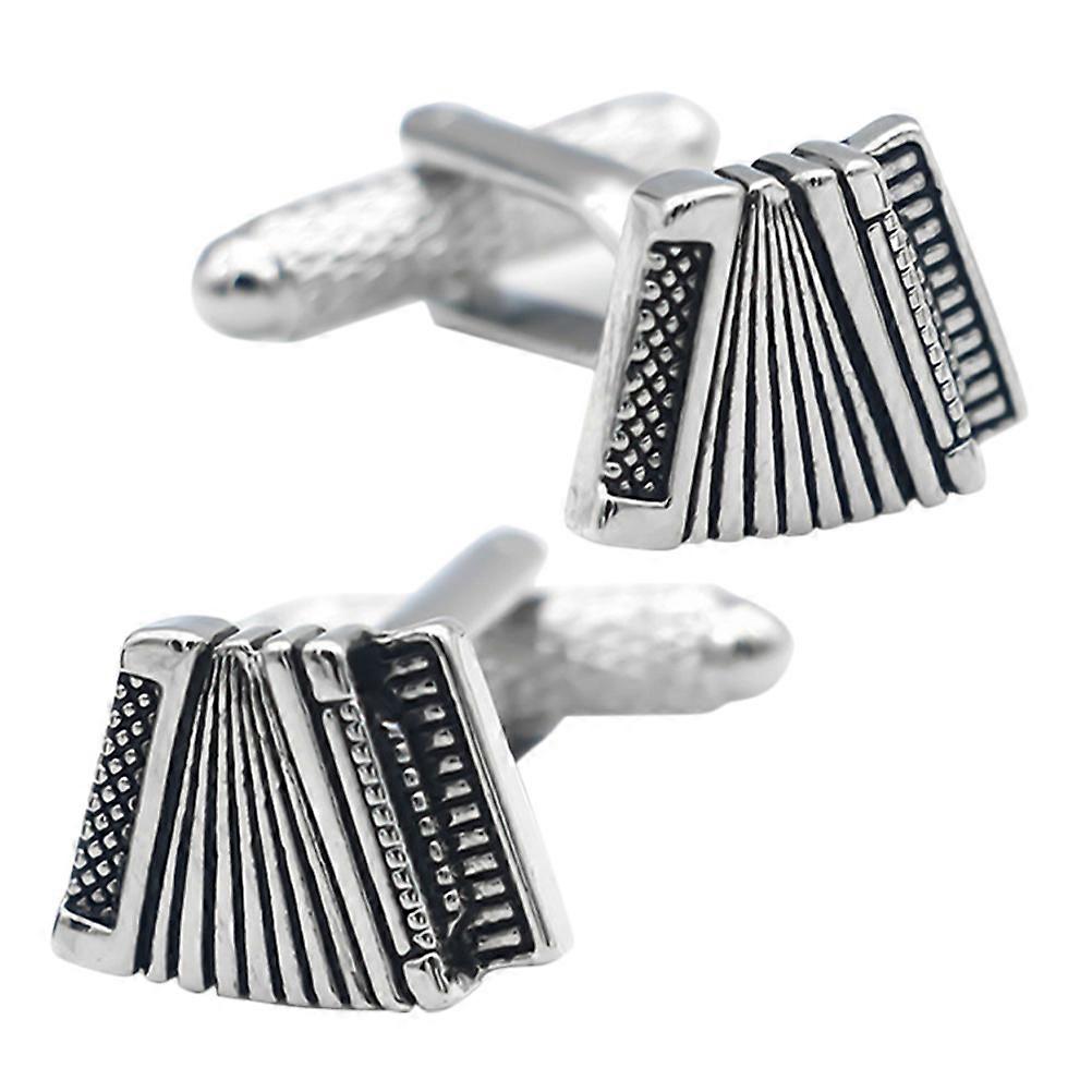Black Men Cufflinks Accordion Style Shirt Accessory 4Pcs for Tuxedo