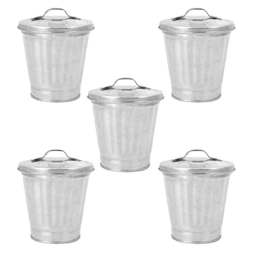 Mini Trash Can Cylindrical Base Storage Desktop Accessories Indoor Use 11x9CM 5Set