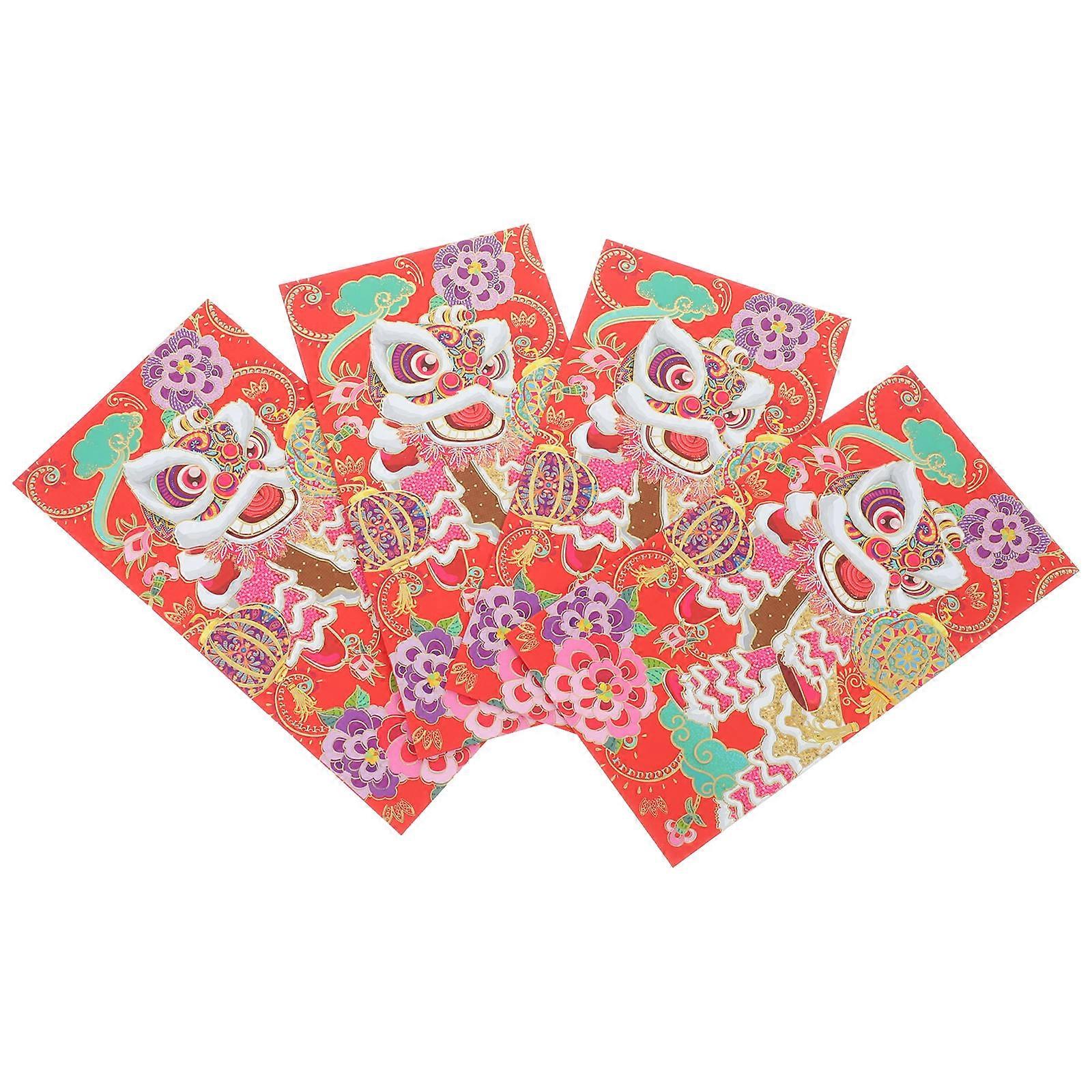 8 Pcs Assorted Color Red Envelopes Spring Festival Rectangle Chinese Traditional Style Gift Giving Decoration
