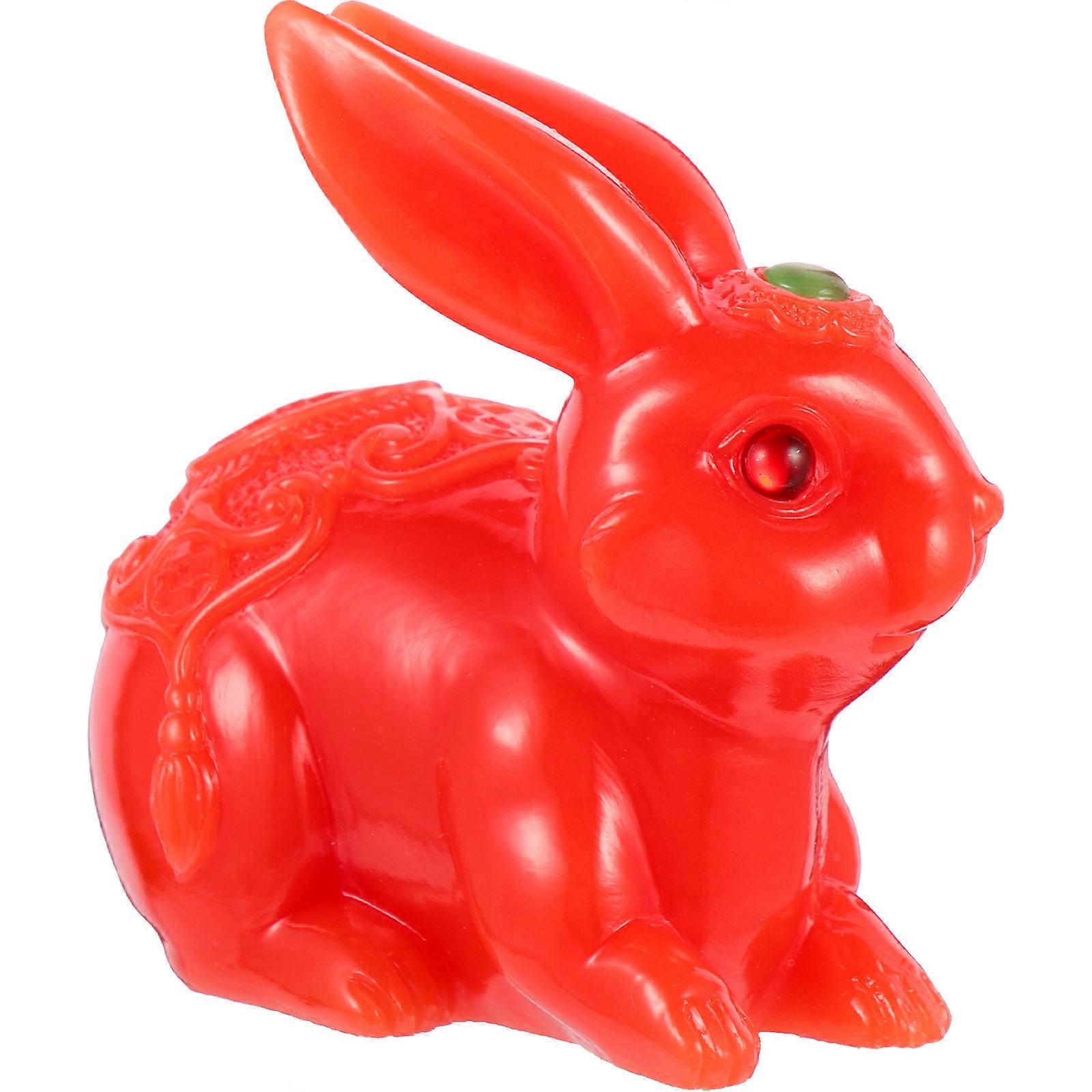 Easter Rabbit Ornament Resin Figurine Red for Playing 3Pcs Set