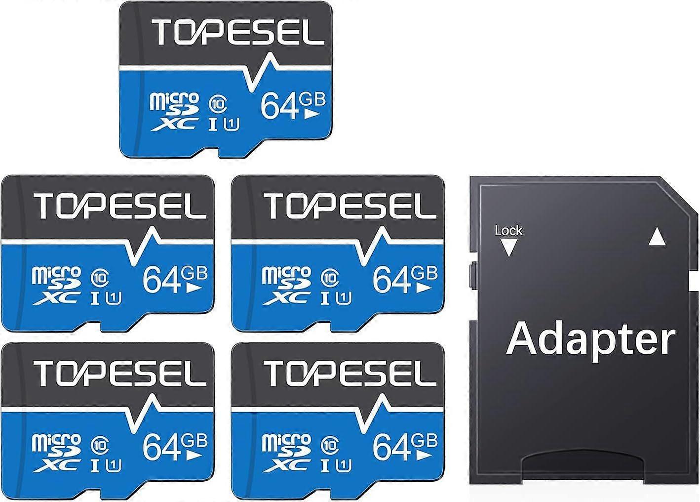 2025 Latest Model 5-Pack 64GB Micro SD Card Class 10 Micro-SDXC Memory Card