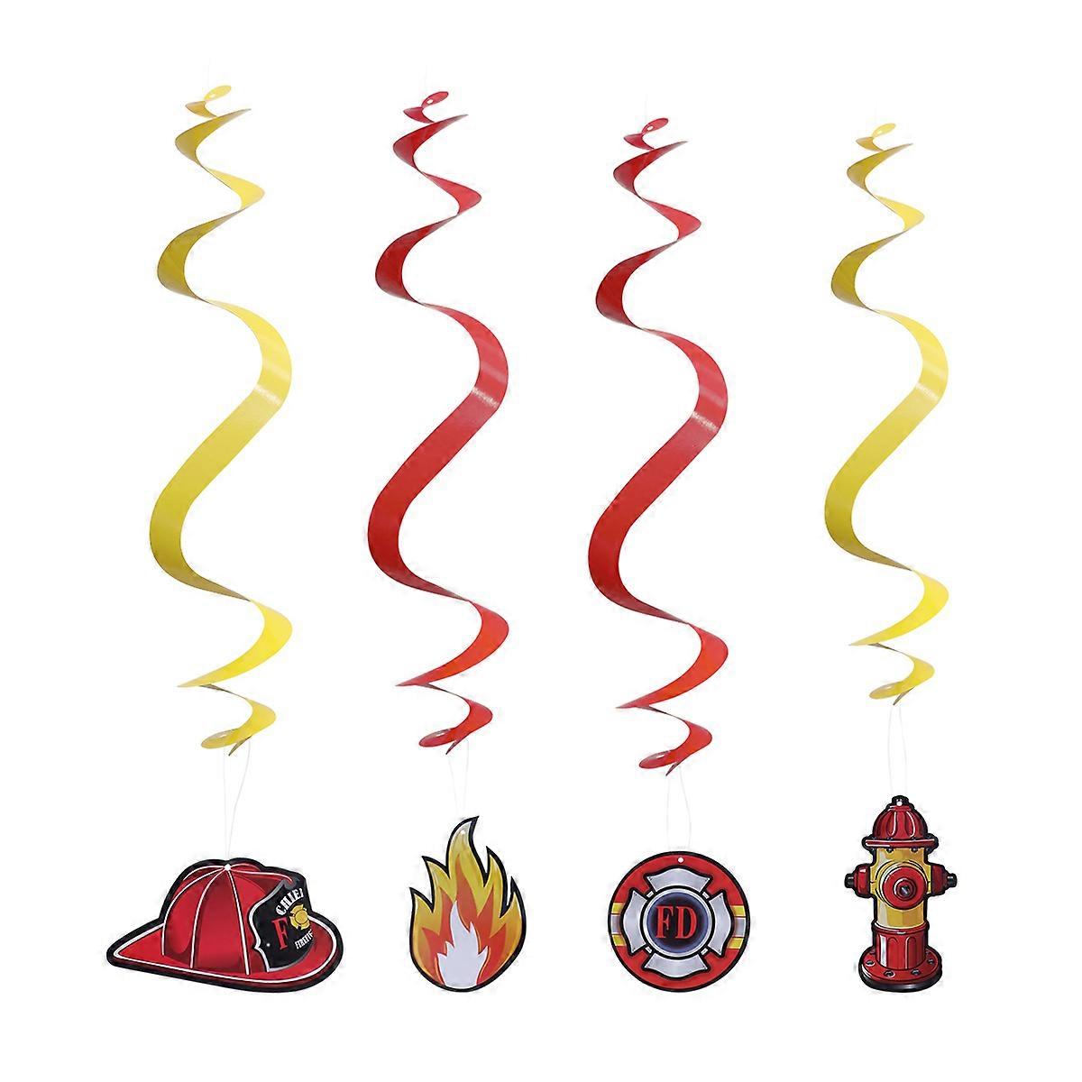 Firefighter Party Swirls Fire Hydrant Hanging Decorations for 12Pcs Set