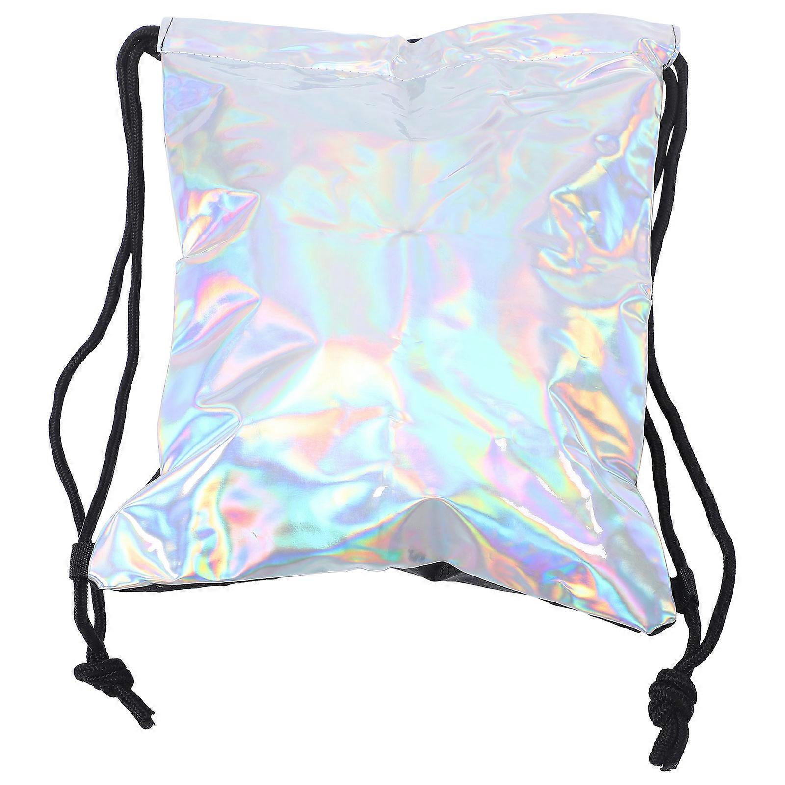 Drawstring Backpack Women's Drawstring Bag for School 2Pcs Silver Color