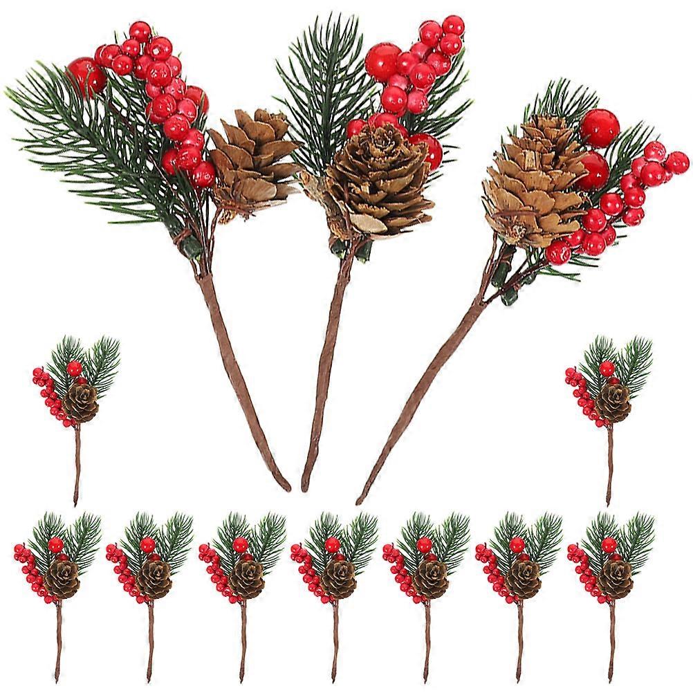Christmas Tree Accessories Red Berry Simulation Pine Decoration for 60Pcs