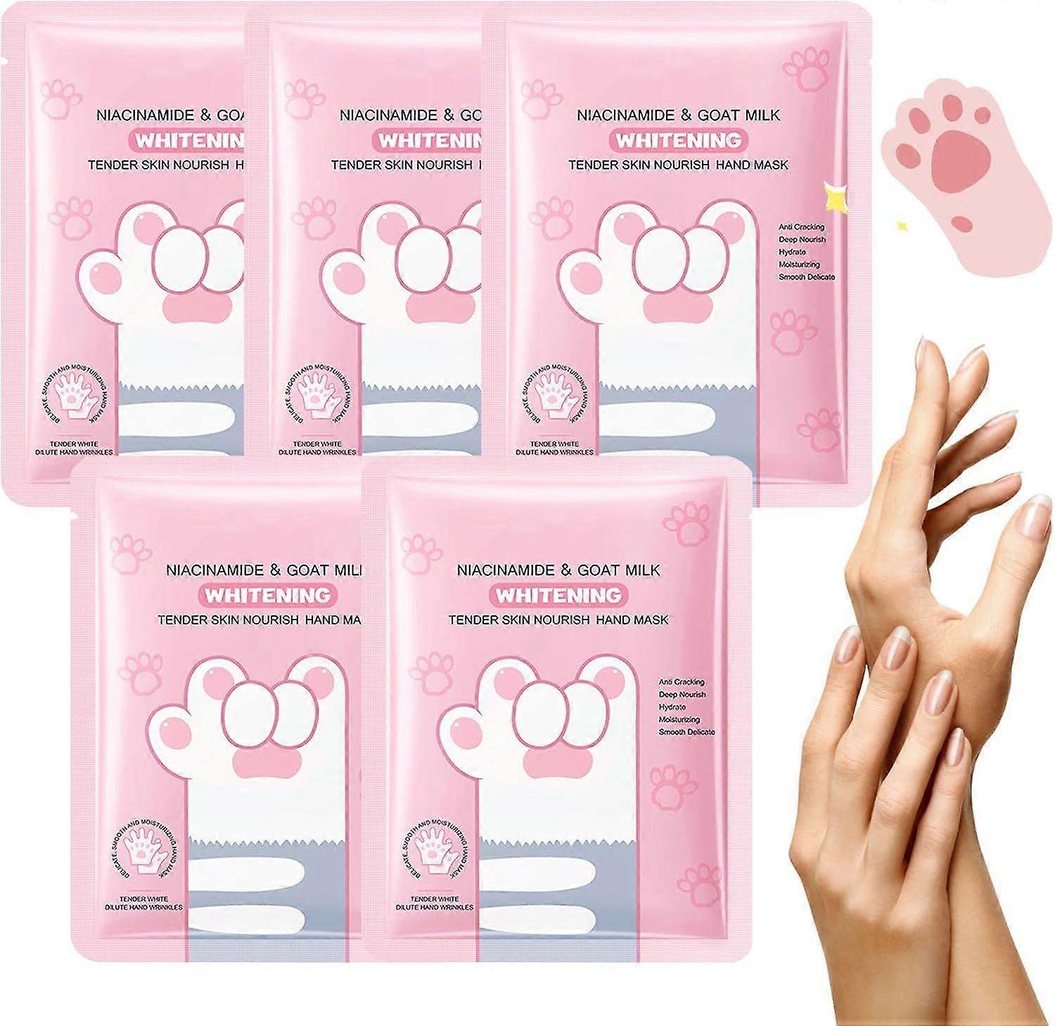 5 Pairs Hand Mask, Moisturizing Exfoliating Hand Mask, Hand Mask, Moisturizing Gloves for Whitening Hand Care, for Dry, Aged and Cracked Hands for Wom