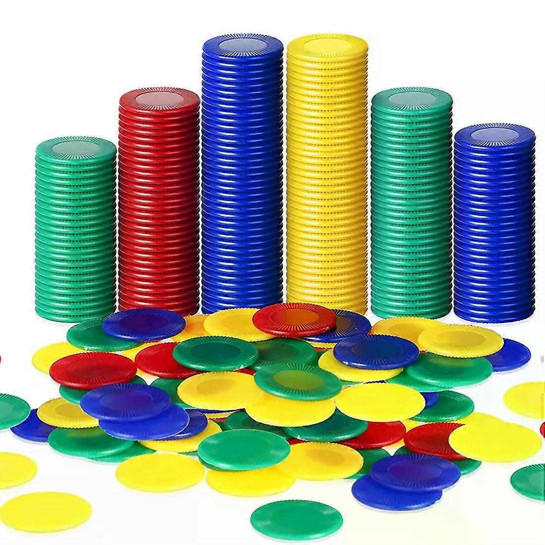 400 Pieces Plastic Poker Chips Game Chips 4 Colors Counter Card for Game Playing Counting Bingo Game Chips Card 4