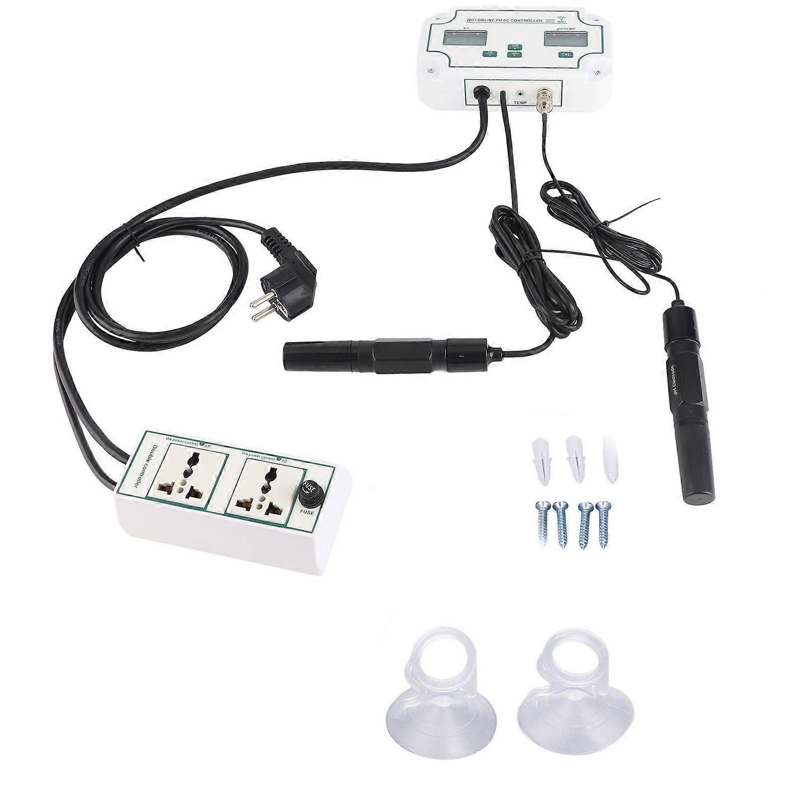 Water Quality Tester PH EC TEMP 3 in 1 Tester WIFI Automatic Identification Tester with Alarm Function EU Plug 230V