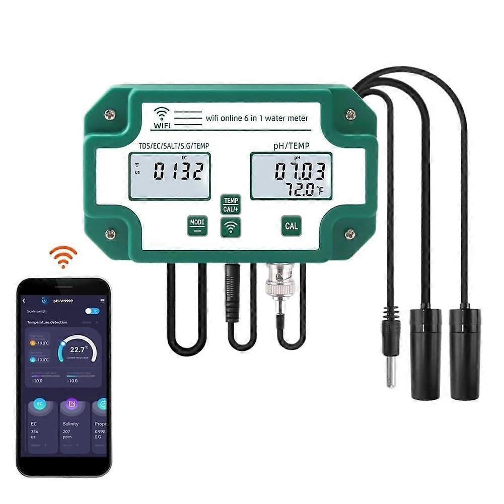 Smart Aquarium PH Meter Digital PH EC TDS Salinity Temperature Water Quality Tester Tuya Compatible Monitor