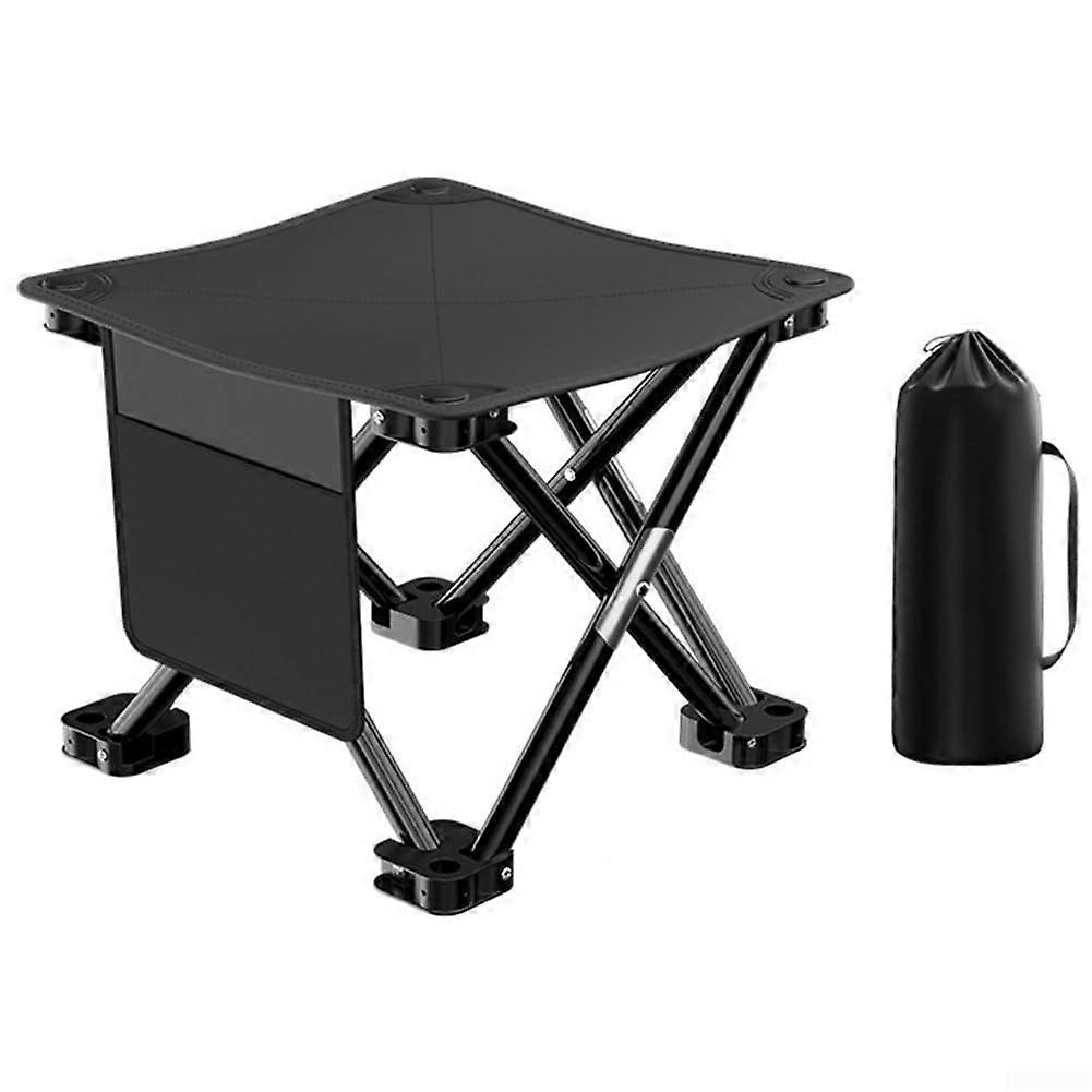 Outdoor Folding Stool With Storage Bag Extra Large Black Quick Setup For Picnics Barbecues And Sports Events