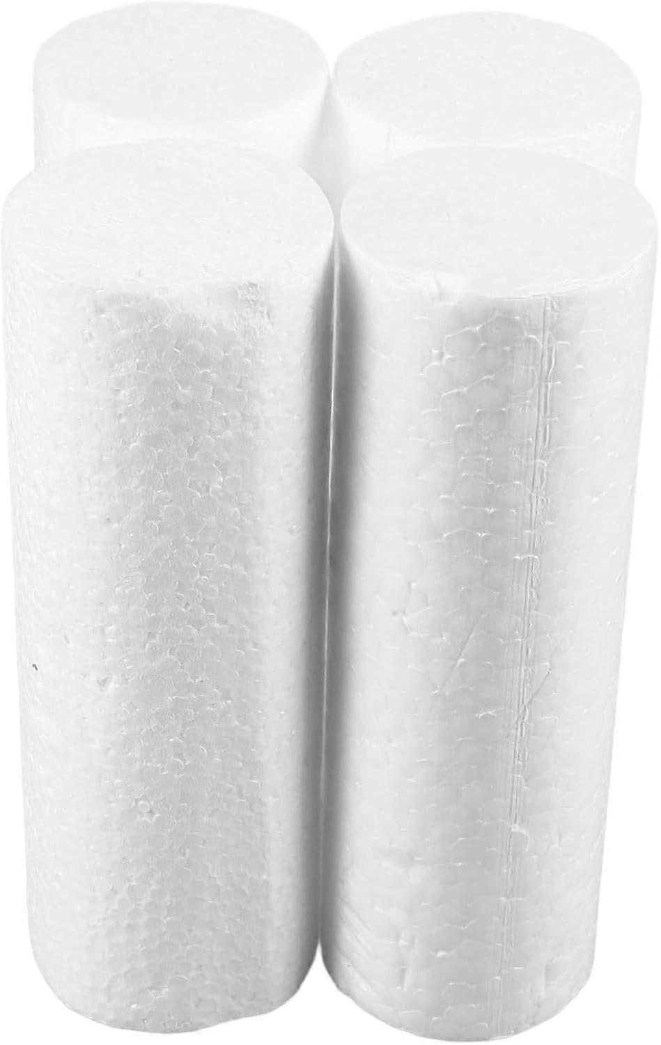 NUOBESTY 4pcs White Foam Columns Cylinder Foams Polystyrene Craft Foam Rods Round Foam Shafts for Hand Painting Art DIY Projects