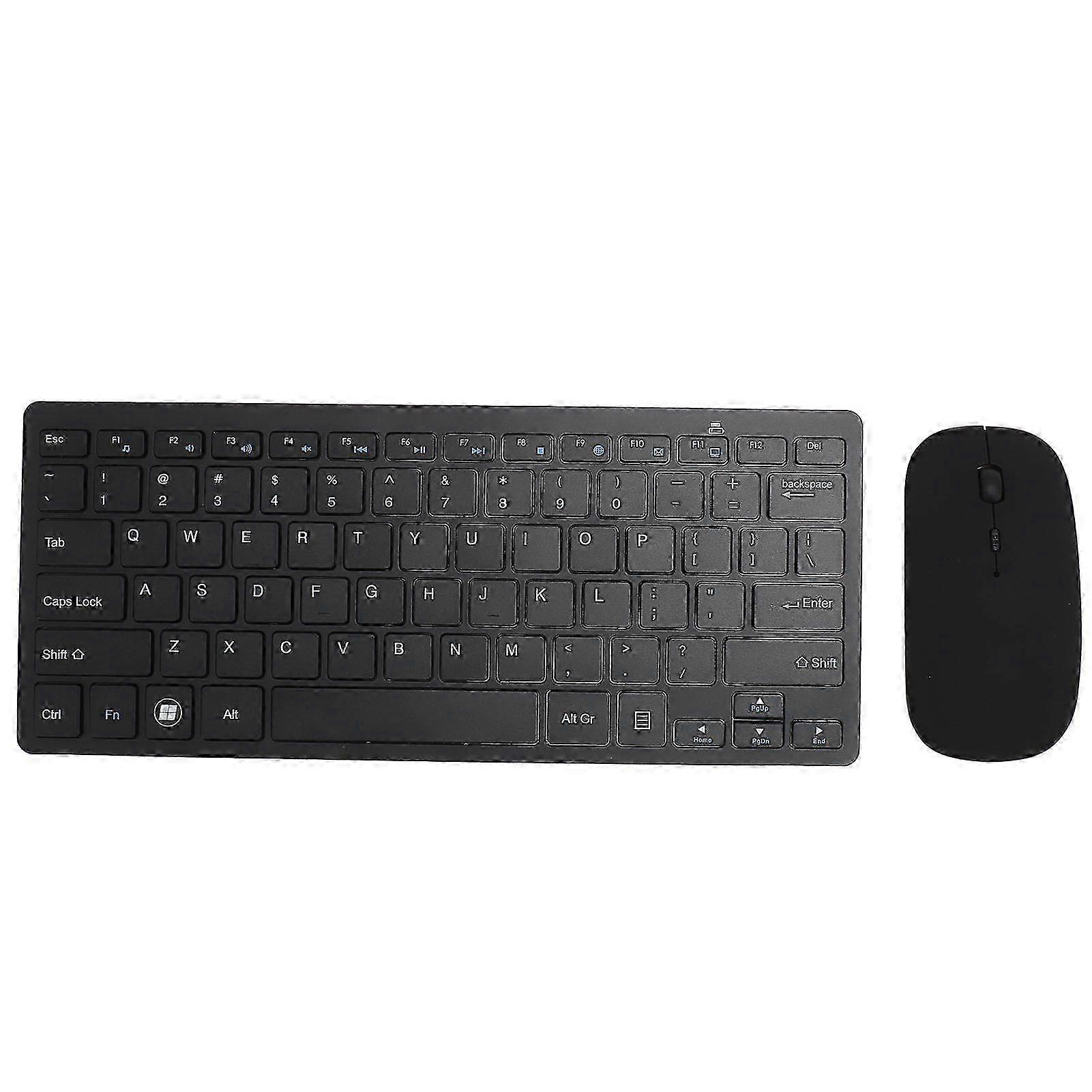 2.4G Wireless Keyboard Mouse Combo 78 Keys Keyboard USB Receiver Thin PC Keyboard Mouse Combo for Desktop Computers Mobile Devices Tablets Black
