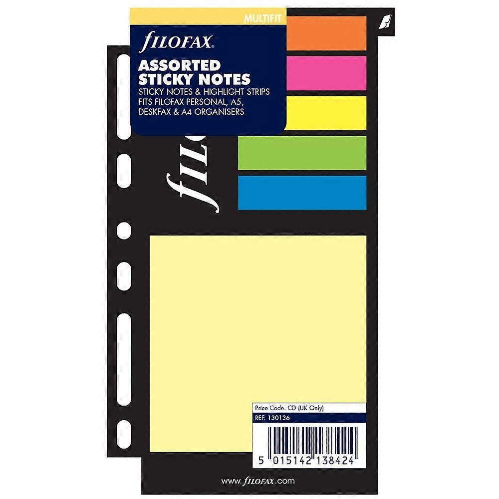 Filofax Personal Assorted Sticky Notes Refill High Quality Multifit Sticky Notes