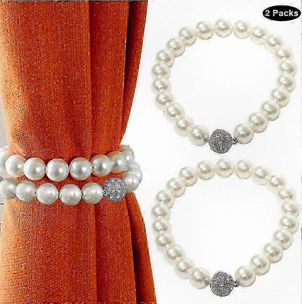 حواجز ستائر مغناطيسية أنيقة مستوحاة من اللؤلؤ ، مشابك ستائر نافذة أنيقة بتصميم قابل للتعديل ، تناسب عالميا لجميع الستائر (2 عبوة ، أبيض)