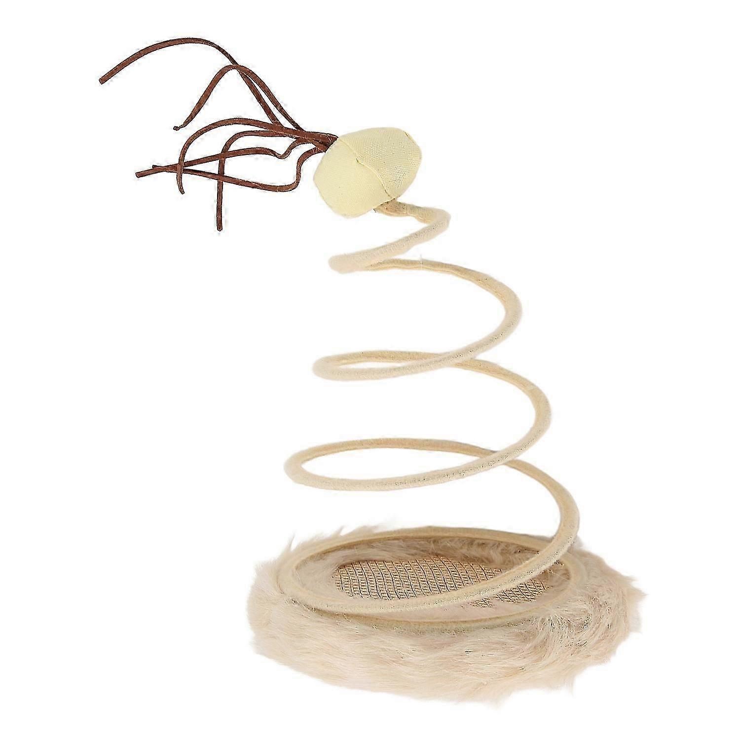 Spring Plate Cat Toy Foldable High Elasticity Stable Standing Interactive Cat Toy with Scratcher Bas