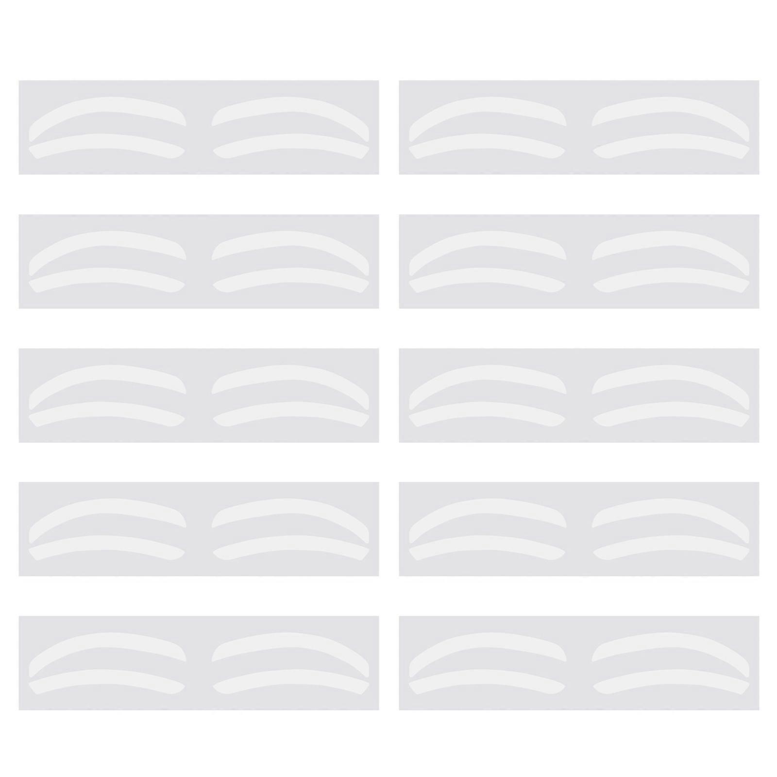 White Waterproof Eyebrow Stencils Pack Of 10 Reusable Customizable Stickers For Symmetrical Makeup Design Multicolor