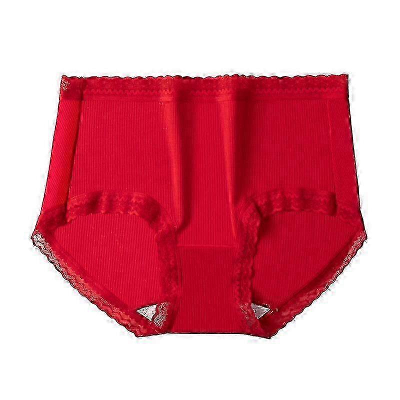 Women's Red High Elastic Underwear with  Thread Count, Cotton Fabric & Antibacterial Bottom Pants