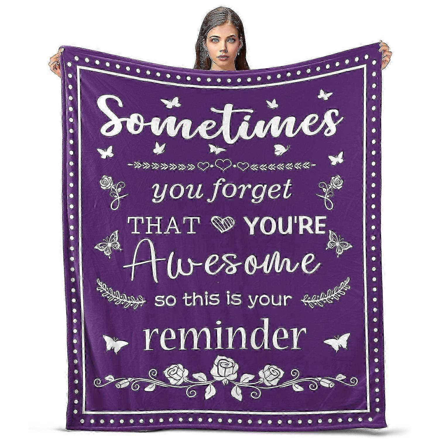 Oasisdream Purple Lightweight and Smooth Blanket with Sometimes You Forget That You're Awesome Print 888