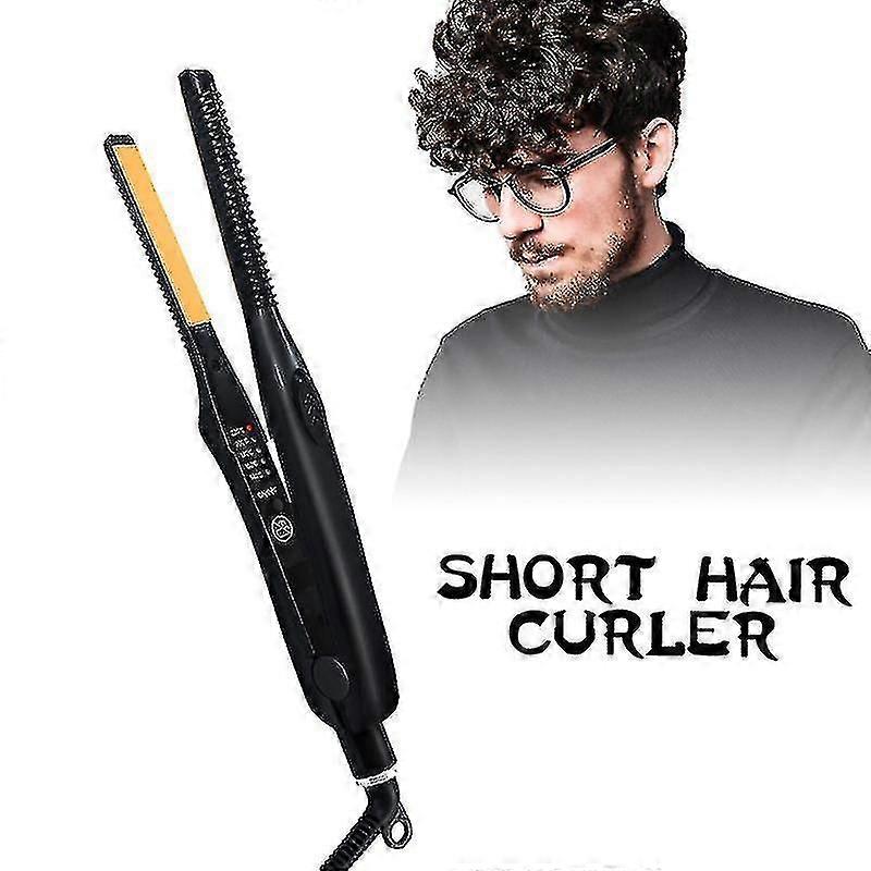 ペンシルフラットアイロン ショートヘア用 ミニヘアストレートナー チタンセラミック ひげ用 小型フラットカーリングアイロン 旅行 ポータブル 男女兼用