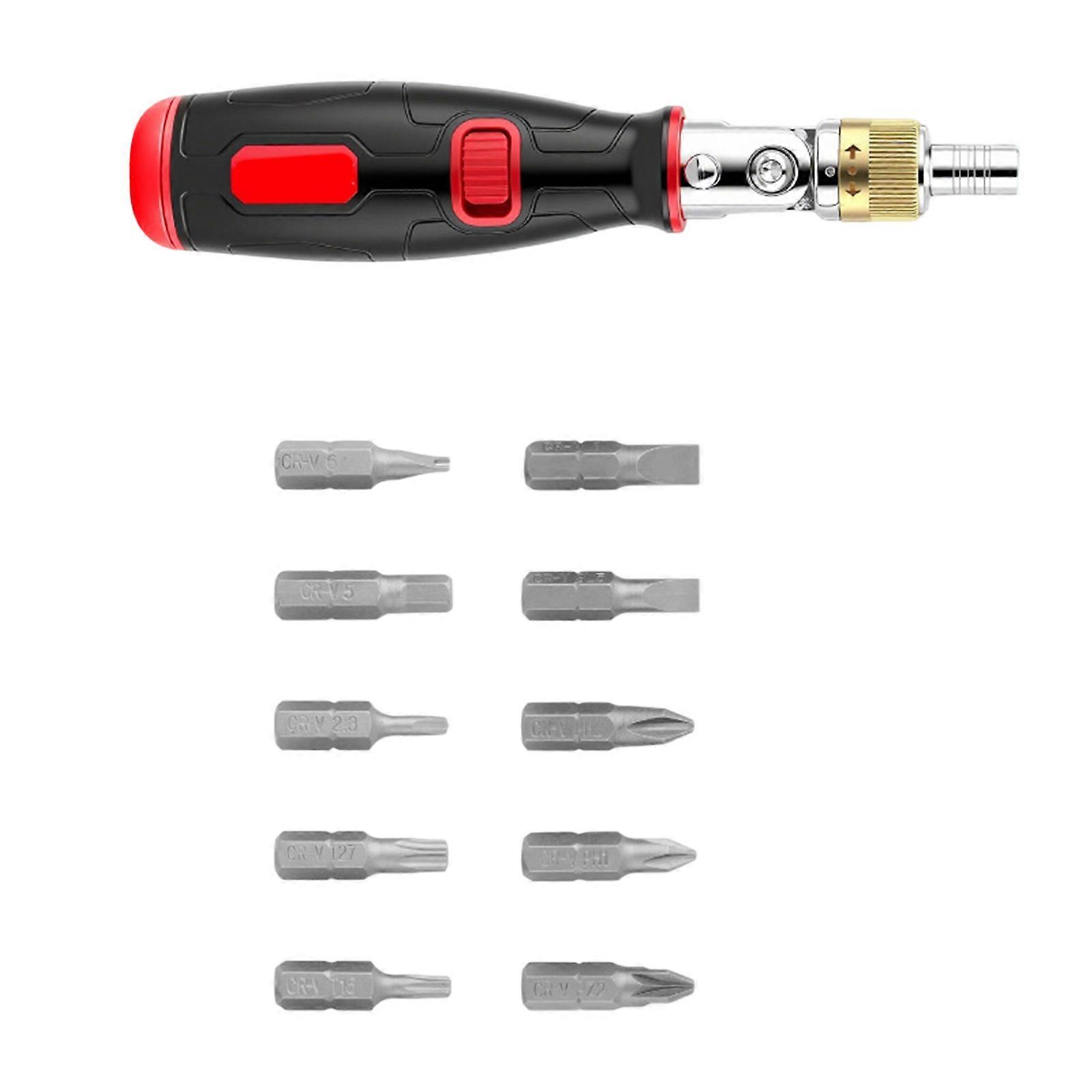 Ratcheting Screwdriver With Interchangeable Multi Angle Bit And Nonslip Grip For Electronics Maintenance  Red