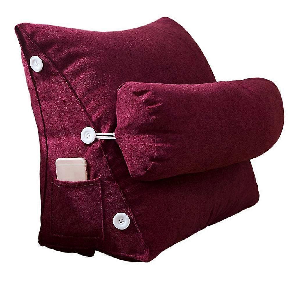 Wedge Pillow Triangle Cushion with Velvet Cover Adjustable Back Support for Reading Sofa Chair Neck Rest 45x25x50cm