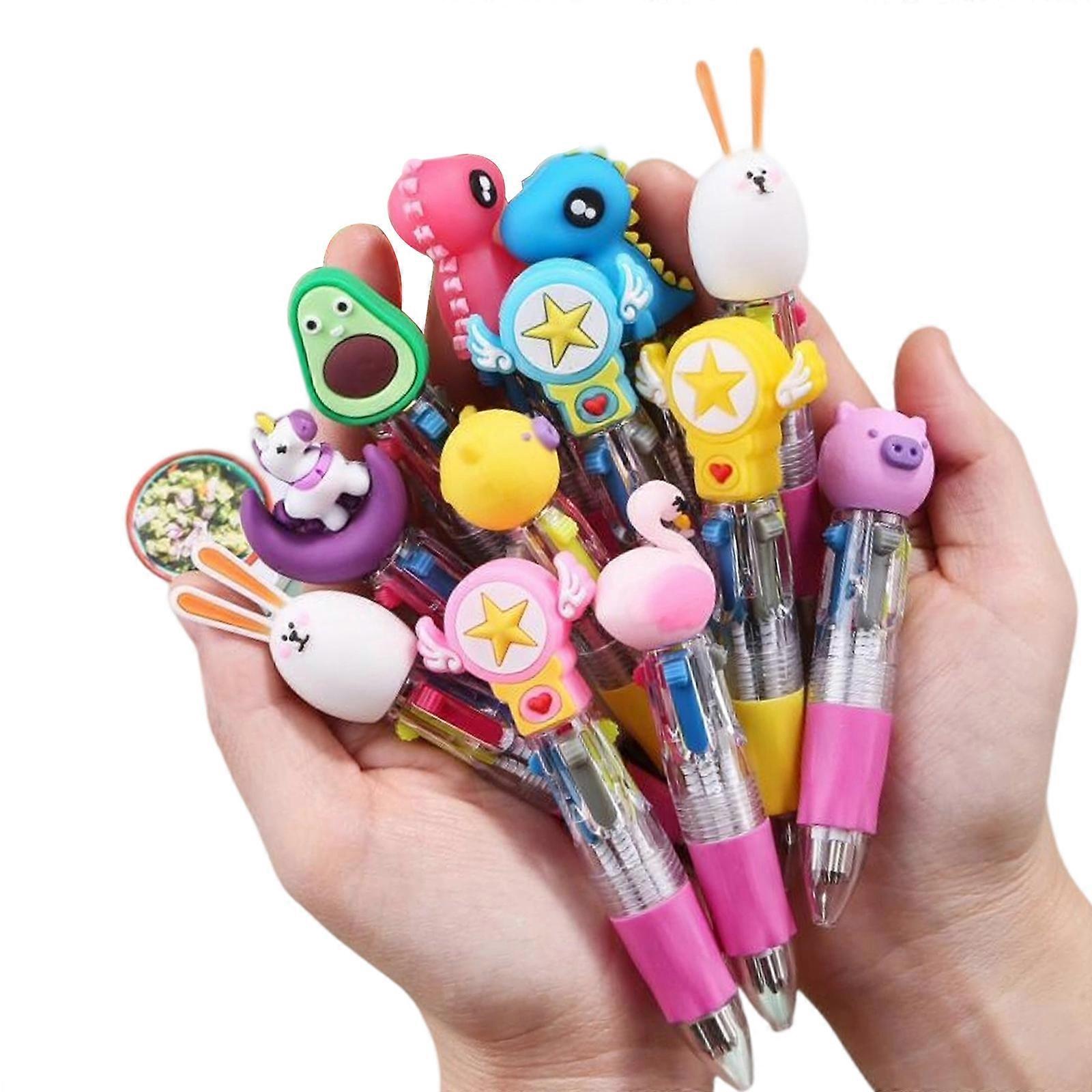 20Pcs Retractable Multicolored Pen 4 Color-in-1 Ballpoint Pens 0.7MM Tip for Student Writing Note Taking Journaling Multicolor