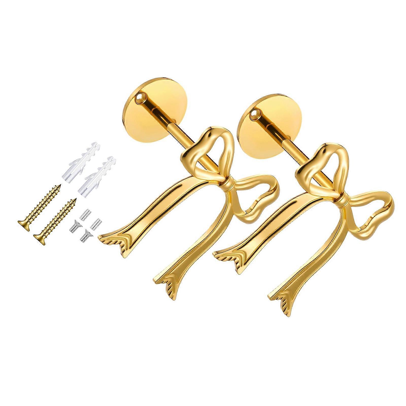 2 Pieces Metal Bowknot Curtain Holders Rustproof S Hook Design for Window Drapes Decorative Tiebacks with Quick Installation Feature Multicolor