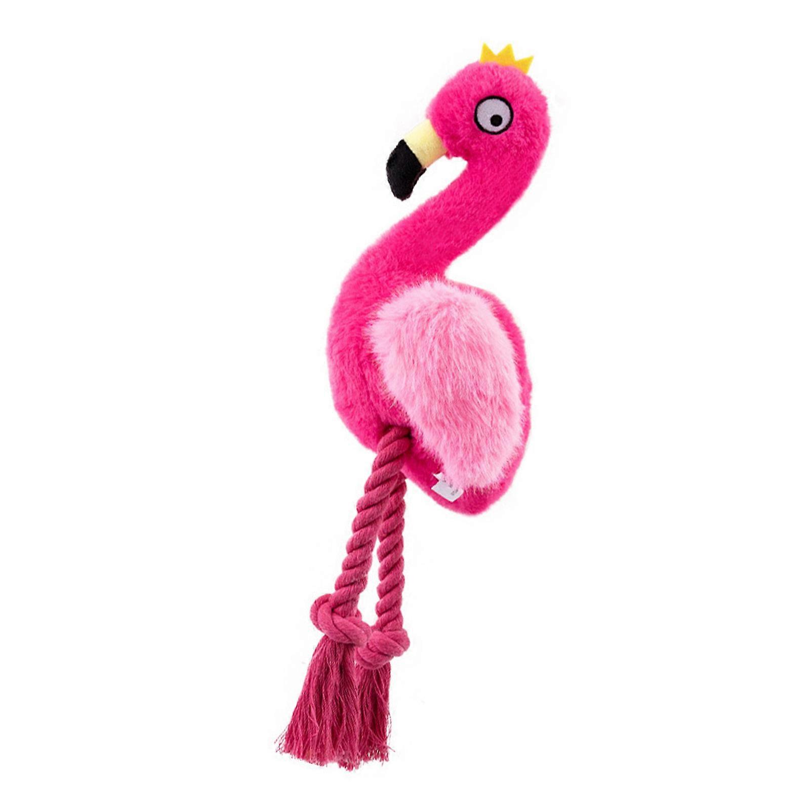 Squeaky Flamingo Toy for Dog Cotton Rope Chew Resistant Interactive Dog Fetching Game Training Toy for Mental Stimulate  Purple