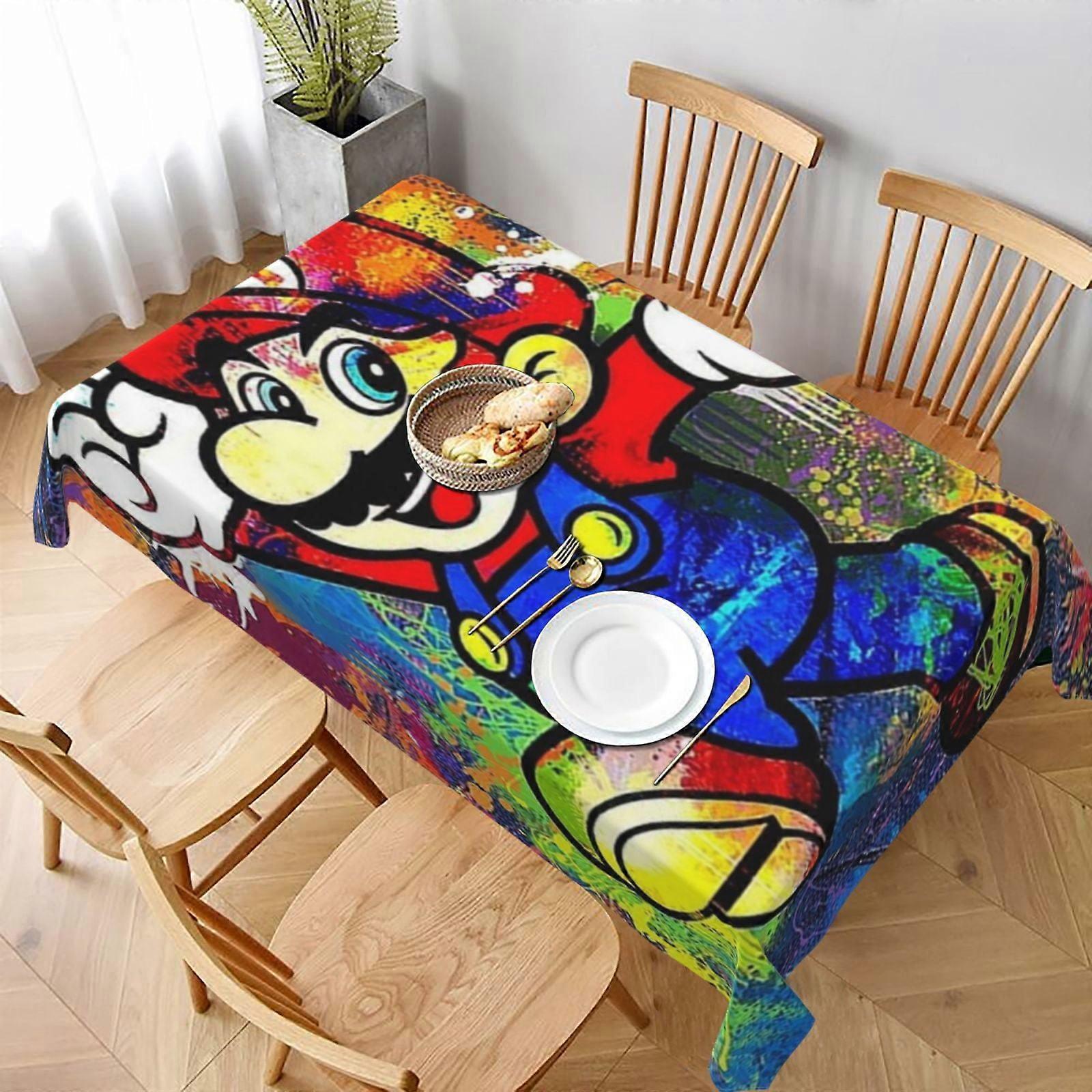 Mario Rectangular Tablecloth Water Resistance Antiwrinkle Spillproof Soft Fabric Table Cloth 60"X90"