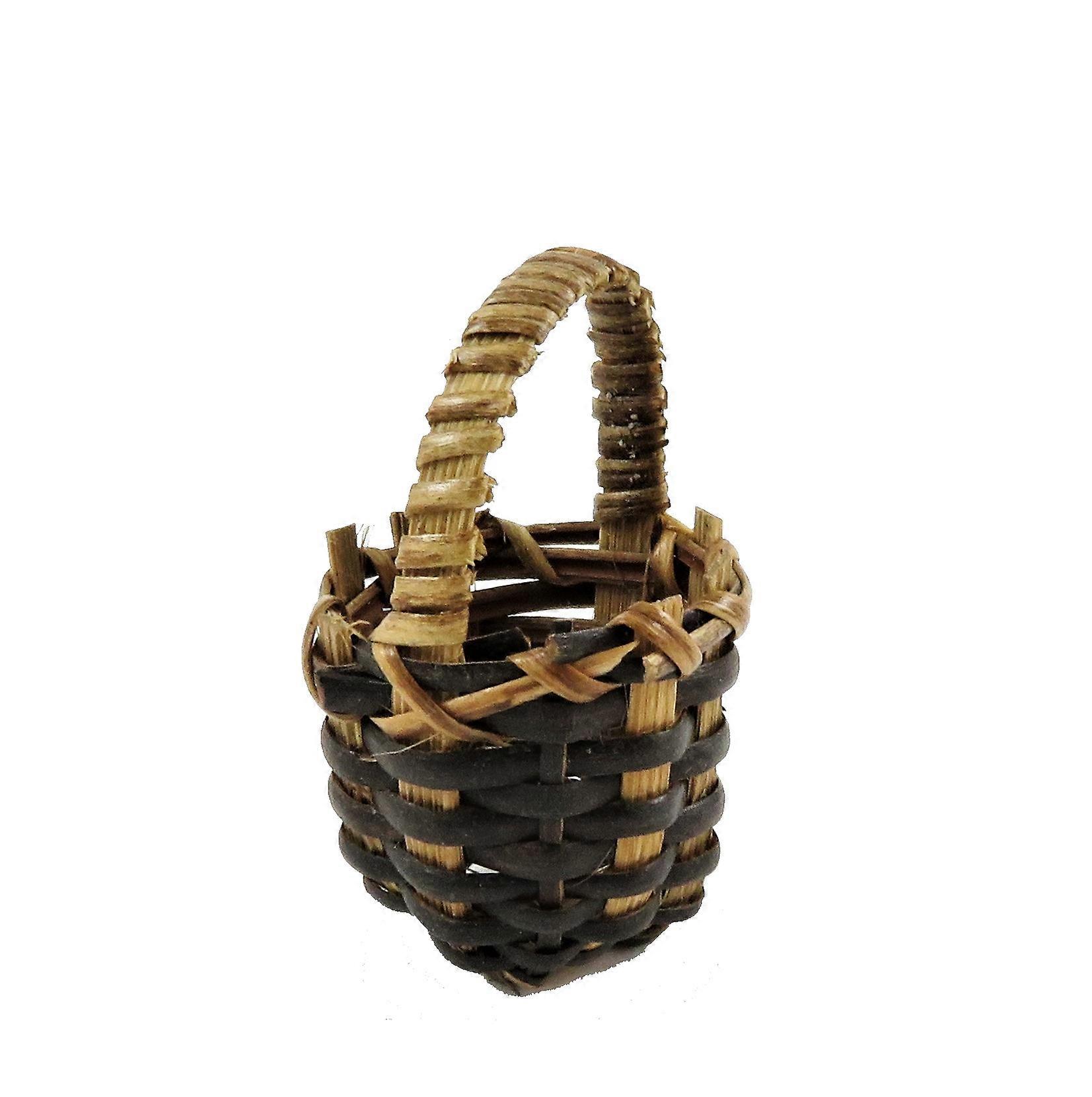 Dolls House Small Deep Wicker Basket Round With Handle Shop Garden Accessory