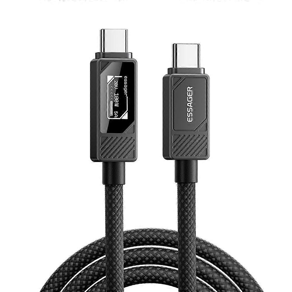 ESSAGER Type-C to Type-C Smart Display Cable 100W Power Delivery 480Mbps Data Transfer Cable 2m