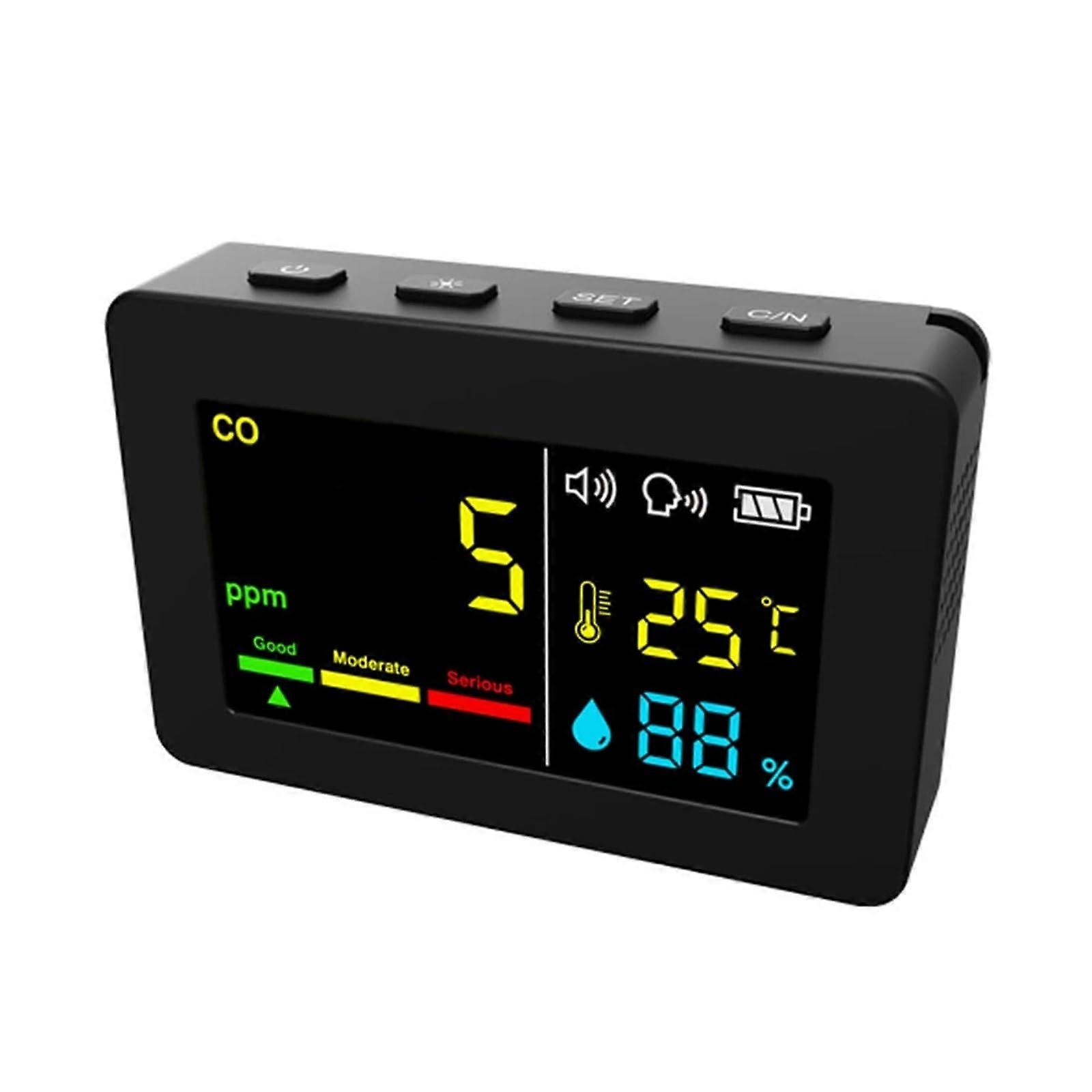 Gas Detector CO Meter with Temperature Humidity Sensor, 3in1 Carbon Monoxide Air Quality Analyzer