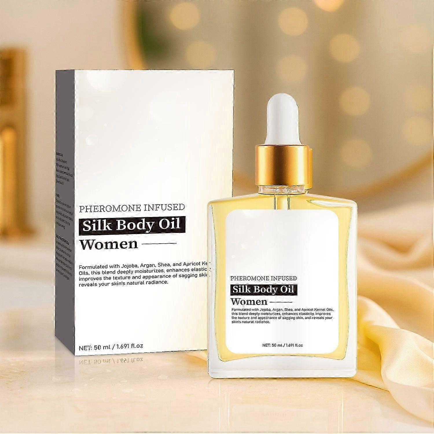 Silk Body Oil for Women 50ml - Shea Butter & Grape Seed Post-Shower Moisturizer, Non-Greasy Refreshing Formula to Improve Skin Elasticity & Firmness