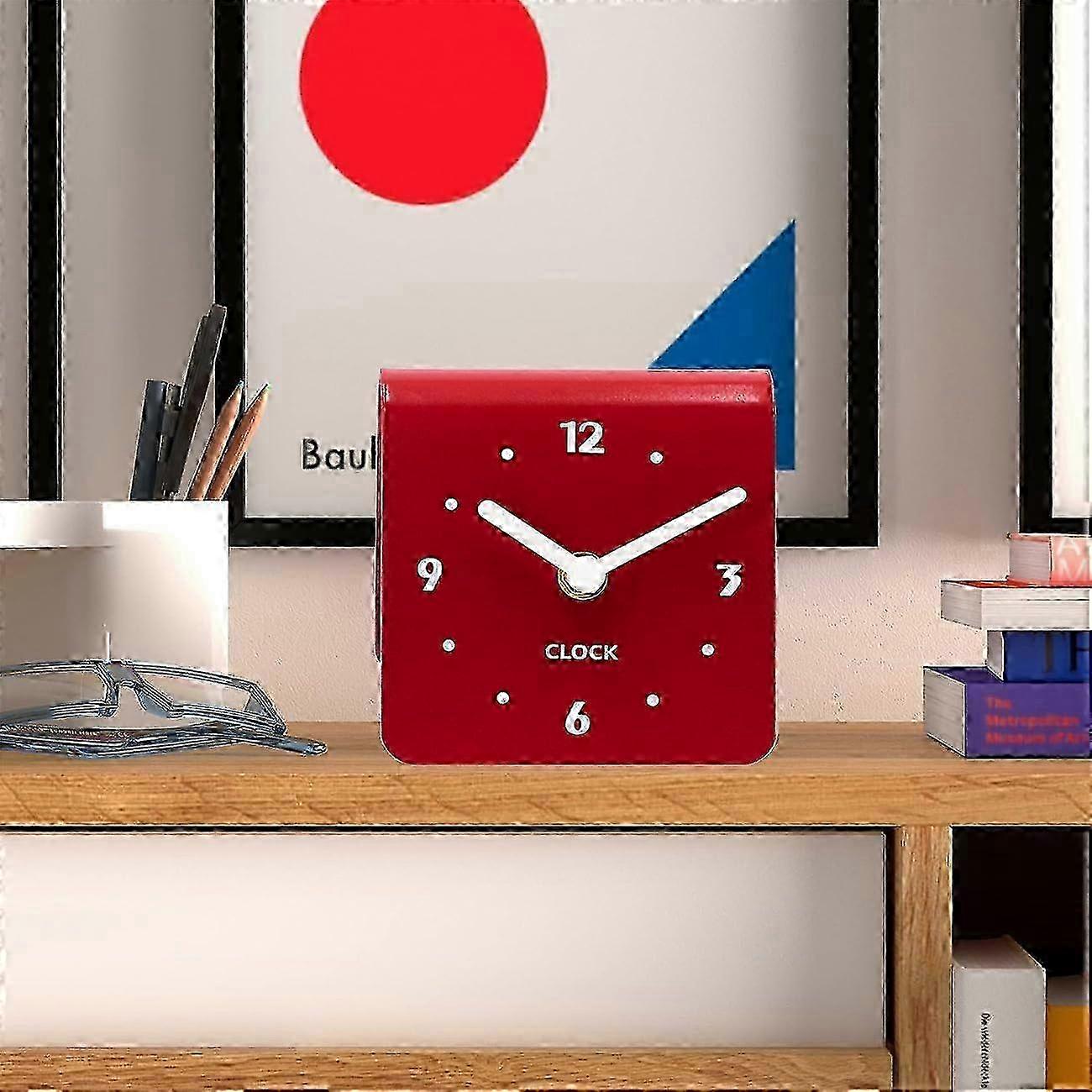 Table Desktop Clock Small Analog Quartz Quiet Without Tick Tock Sound Sweep Movement Battery Powered for Office
