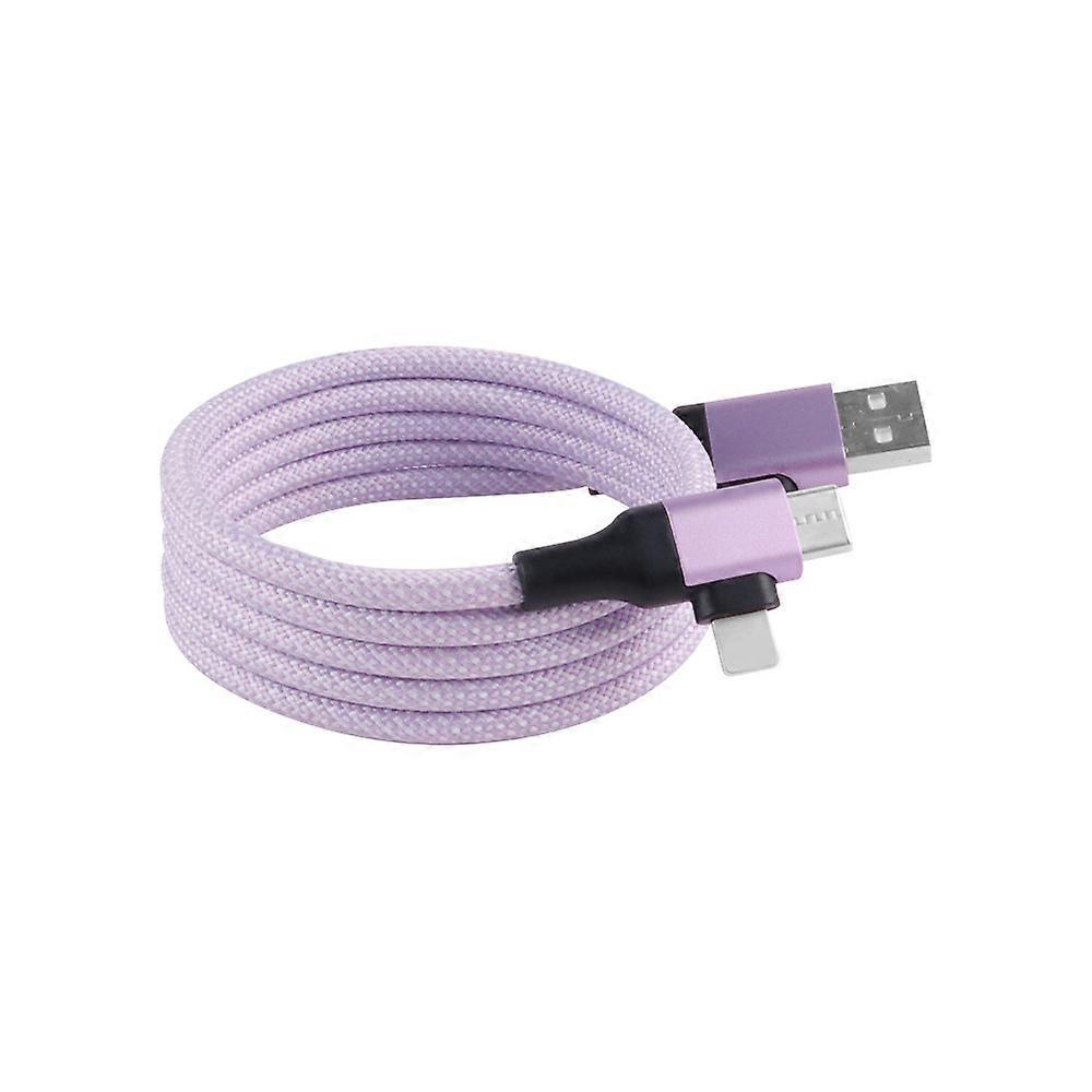 60W Magnetic USB-C Fast Charging Cable, Purple Braided, Multi-Device Compatible