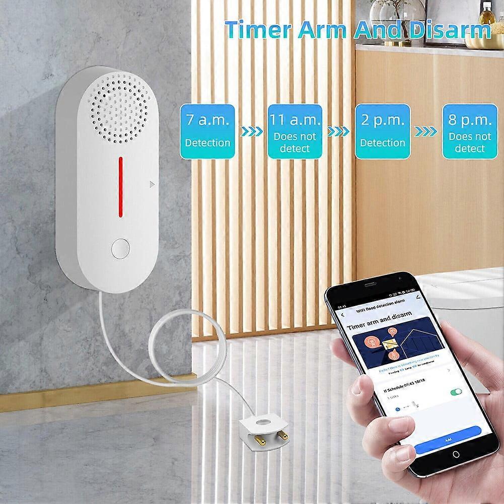 For Tuya Smart Wifi Water Leak Sensor Detectors Flood Leak Level Overflow Alarm