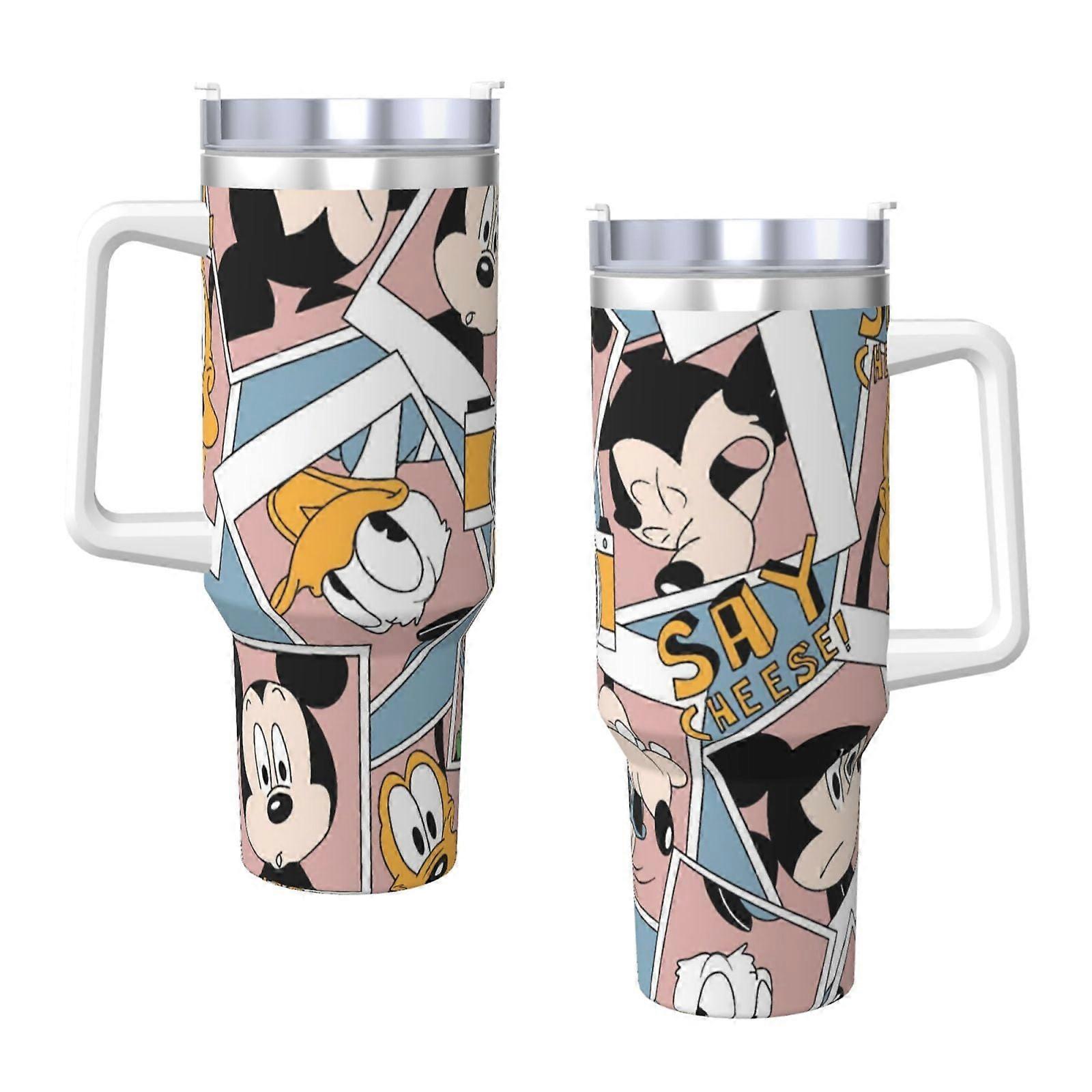 미키 마우스 40oz H2.0 스테인리스 스틸 진공 단열 텀블러 (뚜껑 및 빨대 포함) (물, 아이스티 또는 커피, 스무디용)