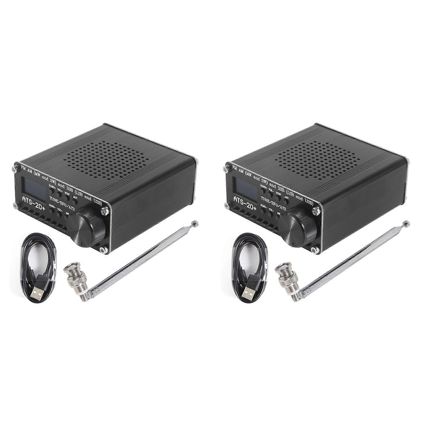 2X Si4732 ATS-20+ ATS20 Portable Shortwave Radio Receiver DSP SDR Receiver FM AM (MW SW) and SSB (LSB USB) with Antenna