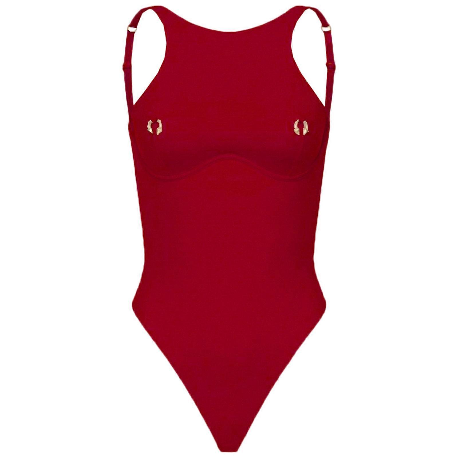 Spandex Integrated Swimsuit Quick Dry Feature Comfortable Wear Professional Swimming Use High Flexibility  Red S